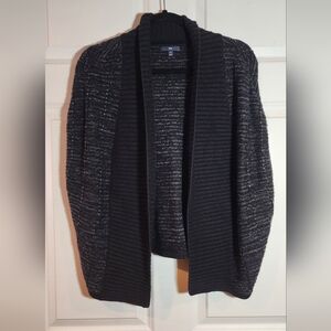 Gap Black And Silver Sparke Sleeveless Open Front Cardigan Sweater XS/S